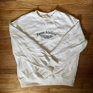 H&M cream white Paris Atelier crewneck